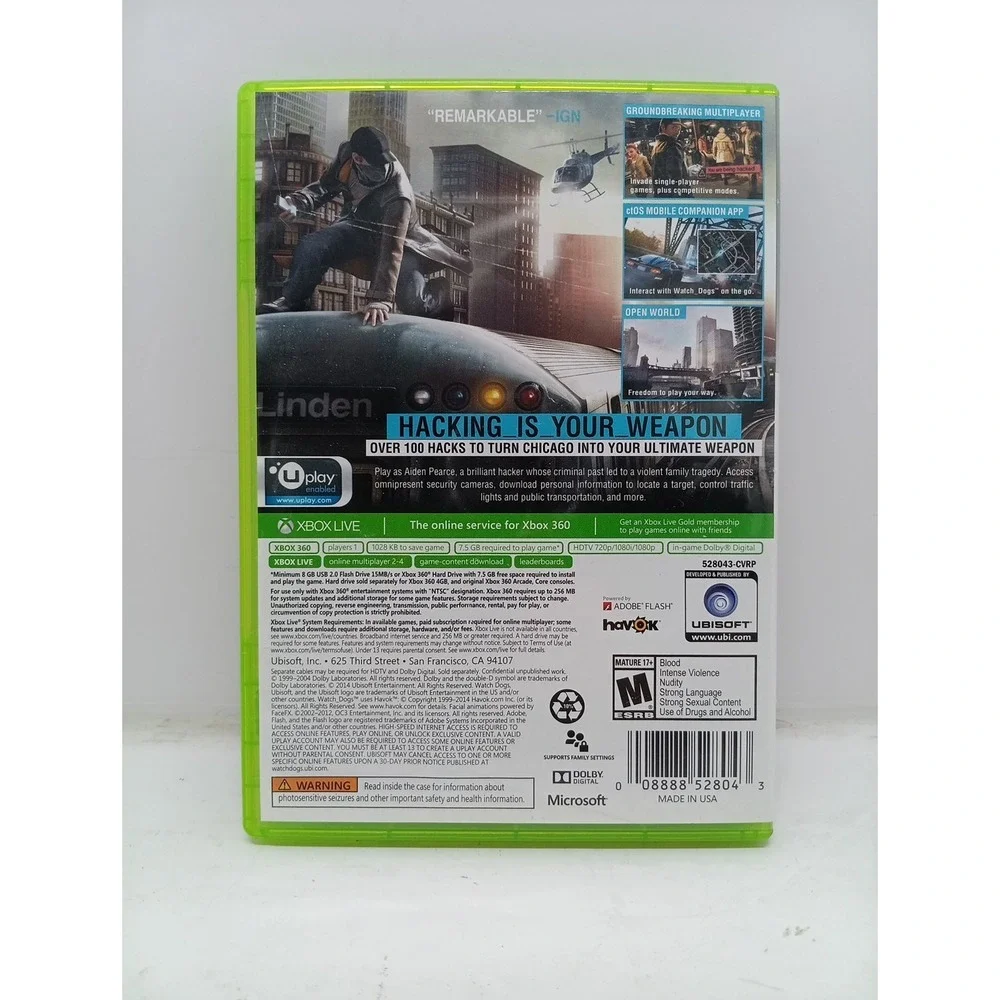 Watch Dogs (Microsoft Xbox 360, 2014)